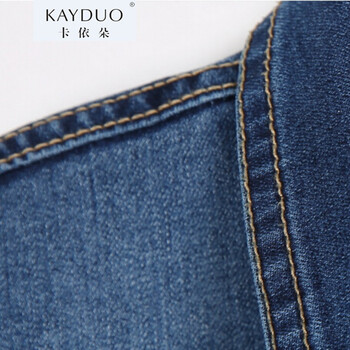 卡依朵KAYDUO2015秋装新款韩版百搭牛仔外套女修身长袖POLO领短款上衣潮 蓝色 S