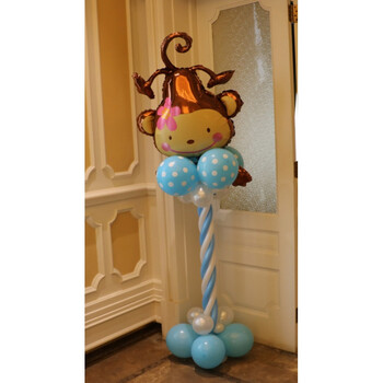 生日气球酒店客厅场景派对布置装饰sn9718 乳白色 桃花猴立柱
