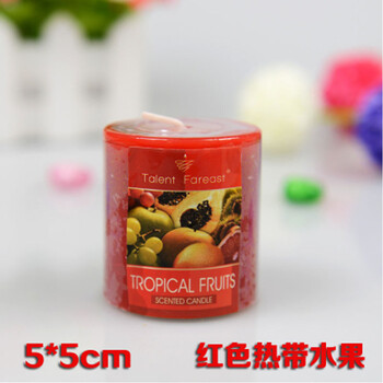 安礼轩香薰无烟蜡烛生日婚庆婚礼求婚蜡烛浪漫欧式圆柱香味蜡烛 5*5--热带水果/红