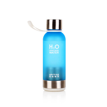 
                                        悠家良品 手提式带茶隔滤网磨砂水杯 创意带盖防漏塑料杯子 运动水壶水瓶450ml 蓝色                