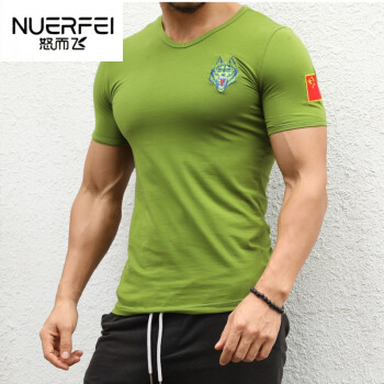 武警新式体能服男t恤战狼短袖修身男装中国风男士纯棉衣服军迷半袖