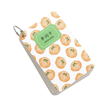 便携笔记本文艺简约单词卡片便签随笔记事本 110张带环单词本-橘子