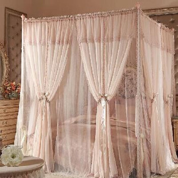 蚊帐韩式落地方顶三开门烤漆支架 公主双层蚊帐床幔凯瑟琳 大床定制