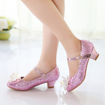 牧童 牛儿童女童水晶公主高跟鞋小女孩皮鞋演出舞蹈表演鞋单鞋水钻