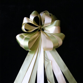 双色懒人拉花彩带抽花蝴蝶结礼盒礼品包装花束蝴蝶结婚车新房装饰 军