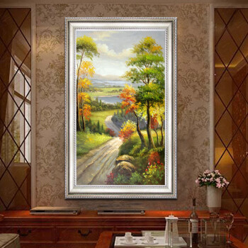 
                                        三联风景油画 日康 欧式客厅走廊山水装饰画 纯手绘定制带框油画 玄关挂画酒店别墅油画 配56271银框 50*70*3幅                