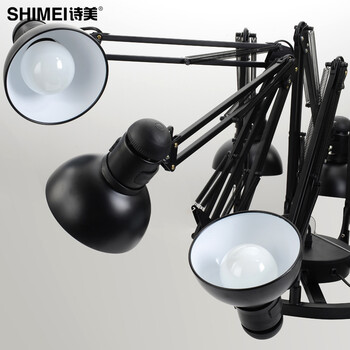 诗美 简约现代客厅吊灯餐厅灯具创意个性铁艺服装店伸缩蜘蛛吊灯 6头黑色-带遥控-送LED光源