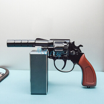 合金左轮砸炮枪小时候玩的火柴枪80年纸炮枪户外演出道具 黑色消音 5