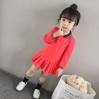 秋装女童公主裙长袖女婴儿裙子小女孩0-1-2-3岁女宝宝连衣裙 红色 73