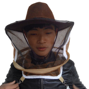 养蜂工具马蜂帽正宗牛仔帽蜂衣蜂帽加厚面网冒顶密封蜂帽