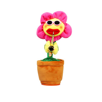 妖娆花太阳花魔性向日葵玩具吹喇叭萨克斯毛绒抖音会唱歌跳舞的g 红色