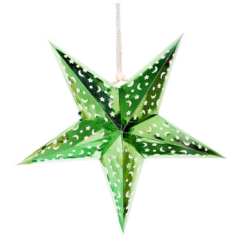 节日装饰品立体镭射五角星装饰吊顶商场酒吧星星吊饰挂件 30cm绿色