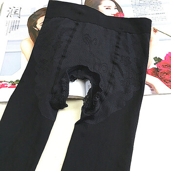 春秋性感开档丝袜女免脱连裤袜加档加厚踩脚黑肉d 黑色(开档比基尼踩