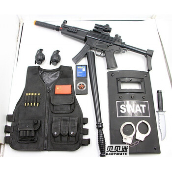 儿童玩具枪套装声光电动连发水弹枪小警察军事装备男孩子生日礼物 mp5