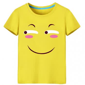 t恤男夏季新款滑稽脸表情包短袖男女动漫表情t恤上衣 黄t斜眼 男3xl