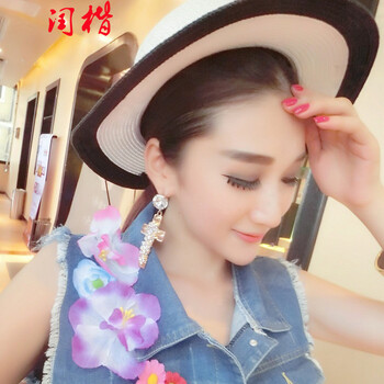 闰楷2015新款女装百搭个性立体装饰花做旧牛仔马夹马甲2303 蓝色 S