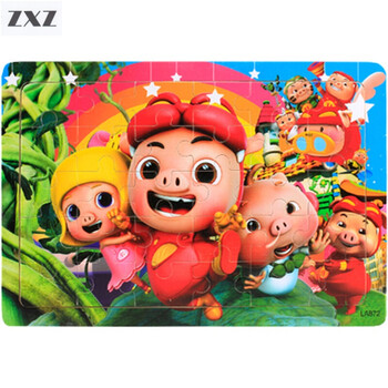 木制儿童30片动漫卡通拼图拼版 木质宝宝拼图玩具3-4岁 30猪猪侠la872