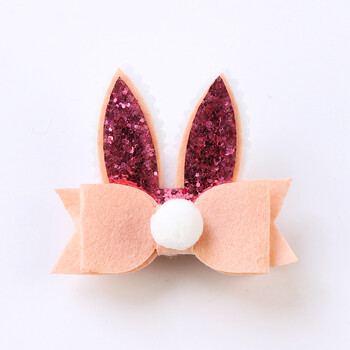 韩国儿童立体金粉蝴蝶结兔耳朵发夹女童可爱头饰品小女孩宝宝发卡 桔