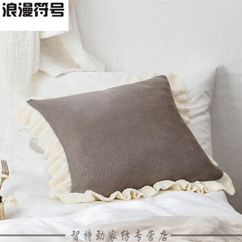 棉抱枕靠垫套床头靠背家用卧室家居沙发靠枕 褚色-含芯 45x45cm_ 4