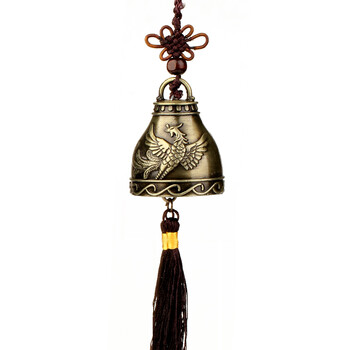 广缘德合金风铃居家挂件中国结五帝钱铃铛饰品汽车挂饰 双凤带穗风铃