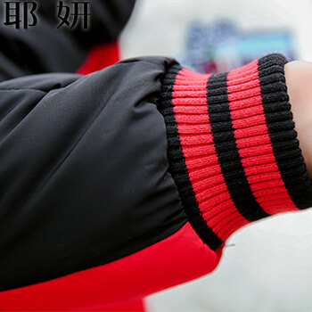 耶妍22015棒球服情侣装棉服男女版外套胖MM短款加大棉衣女潮班服8326# 黑配红 5XL=男2XL