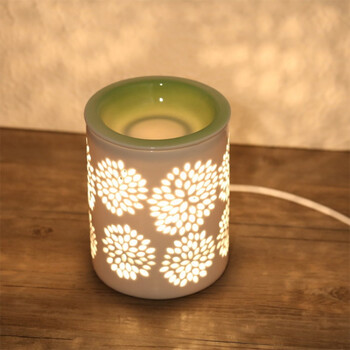 插电香薰机卧室客厅家用熏香炉精油镂空香薰炉 绽放绿色1灯泡10ml精油