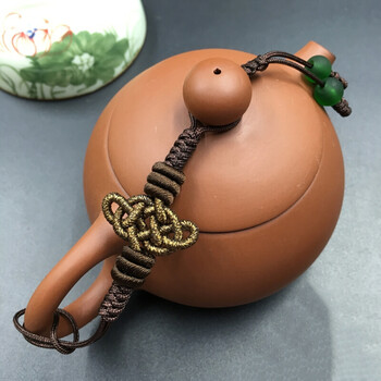 荷塘编制壶绳功夫茶道紫砂壶盖绳子茶壶系壶绳茶杯绳绑壶dxg 祥云结