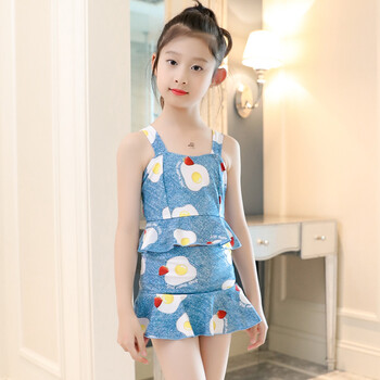 子装分体两件套母女游泳衣女童中大童裙式连体泳衣小胸显瘦保守 08