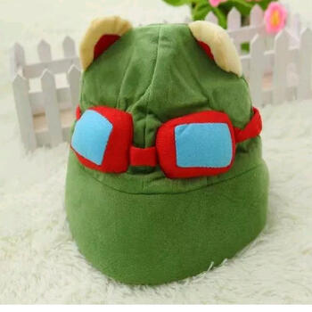 哥姿秀帽子提莫宝宝cos道具lol毛绒玩具帽子美版游戏 莫提帽子