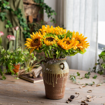 仿真花太阳花假花向日葵花束花艺摆件黄色雏菊客厅家居装饰花套装