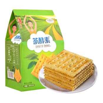 台湾特产食品 无添加糖饼干零食 无添加糖食品 茶酵素苏打饼干350克 绿茶口味x1袋