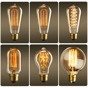 爱迪生灯泡e27复古光源创意艺术个性装饰黄光钨丝球泡光源t c55子弹头