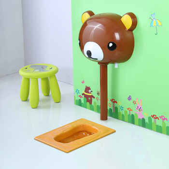 儿童彩色陶瓷蹲便器幼儿园蹲便池大便池小号蹲厕套装小孩小便器 橙色