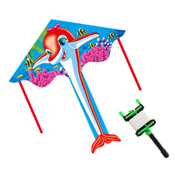 儿童风筝卡通小学生100m200m线轮风筝套餐 放风筝 可爱海豚 150m手刹