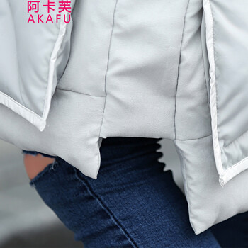 阿卡芙 中长款马甲女2015秋冬新款韩版加厚羽绒棉服外套马夹连帽修身女装棉衣潮 灰色 XL