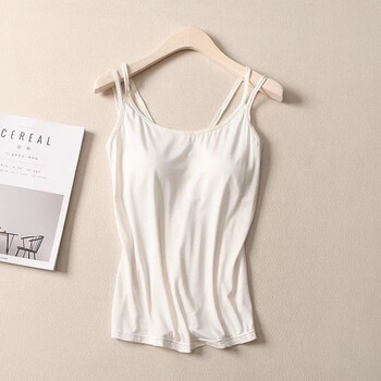 2017夏款百搭双吊带胸垫一体式背心打底内衣 白色 均码