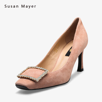 时尚女鞋 单鞋 susan mayer susan mayer2018新款水钻方扣低帮鞋细跟