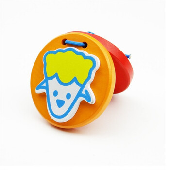 卡通动物响板木制玩具婴幼早教教具奥尔夫乐器地摊木质 蓝