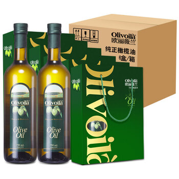 纯正食用橄榄油礼盒装750mlx2瓶玻璃瓶油食用油炒菜调味油 十二道锋味