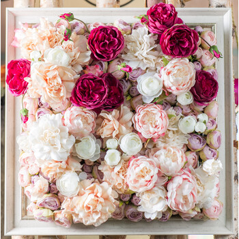 quail 阡陌 墙面装饰品壁挂饰客厅背景墙壁仿真立体假花仿真花墙饰 粉