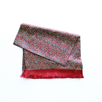 瑞蚨祥 高档真丝长巾 真丝绉缎 桑蚕丝丝巾男士 红色