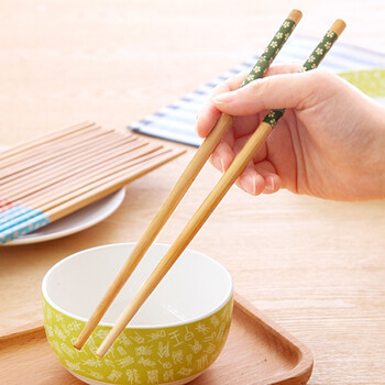 厨房餐具用品家用竹制油炸筷日式家庭装樱花木质礼品酒店筷子1双