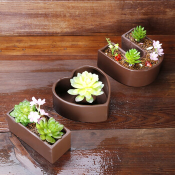 花明柳媚zakka心形紫砂 i love u 迷你创意多肉拼盘花盆情侣生日礼物