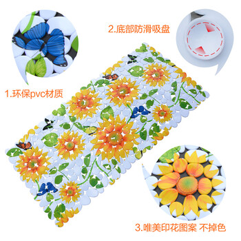 
                                        云亦 向日葵印花防滑垫 卫生间地垫 卫浴洗澡淋浴防滑垫子 无味脚垫 向日葵 35*70 CM                