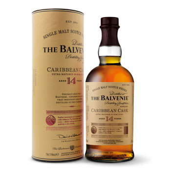 百富（The Balvenie）洋酒  百富14年单一麦芽苏格兰威士忌700ml 加勒比桶陈酿