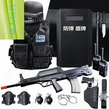 cos警小军人套装 mp5玩具 头盔悬挂望远镜 盾牌长棍/水弹v 95水弹连发