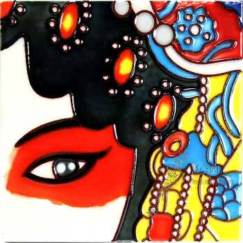 中国风瓷板画装饰画挂画 中式家居壁饰装饰品 商务出国礼品 京剧半脸