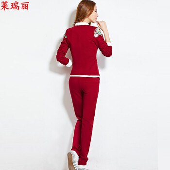 莱瑞丽 2015卫衣小西服三件套 3089 酒红色 XXL
