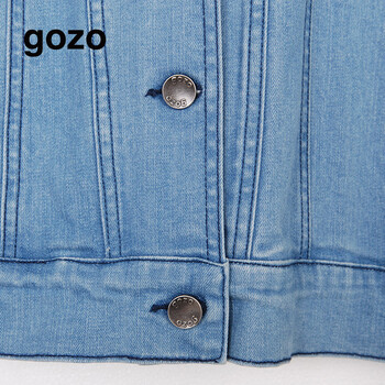 gozo 2015秋季新品 落肩廓形 复古百搭 水洗牛仔外套 女GC5A810200 浅蓝色 S
