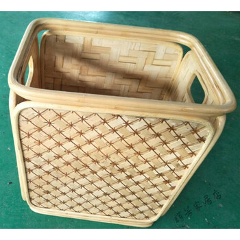 长方毛巾筐脏衣篓竹编布草框书画收纳篮收纳筐竹编手工艺布草篮筐